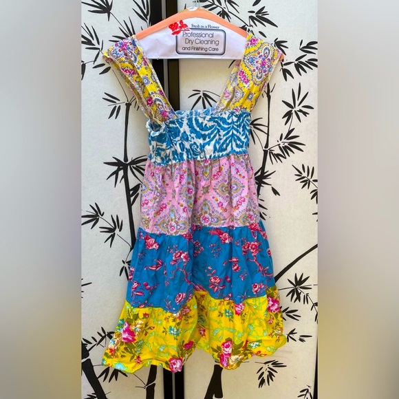 Palm Tree Princess Girls floral Dress 7 tiered elastic 100% cotton - Picture 4 of 6